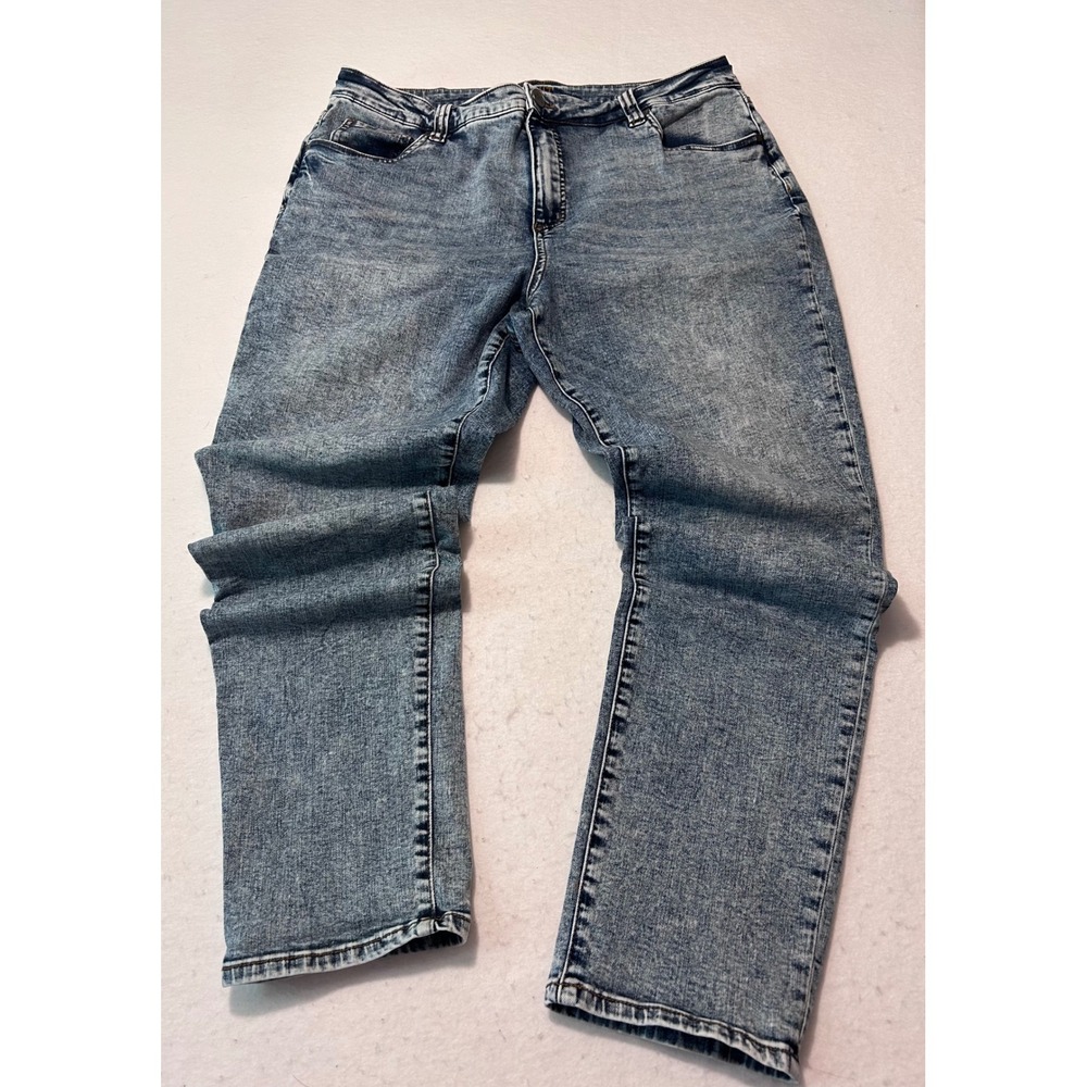 KUT from the Kloth Womens 14W Straight Leg Acid Wash Blue Denim Jeans High Rise